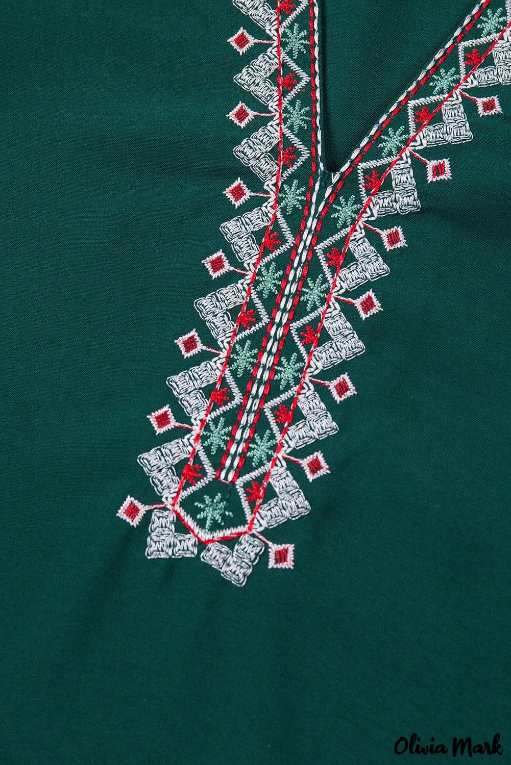 Deanwangkt - Green Bohemian Floral V-Neck Casual Blouse - Deanwangkt