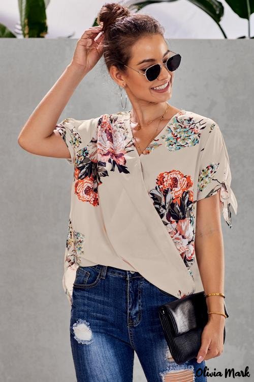 Deanwangkt - Orange Floral Twist Top - Deanwangkt