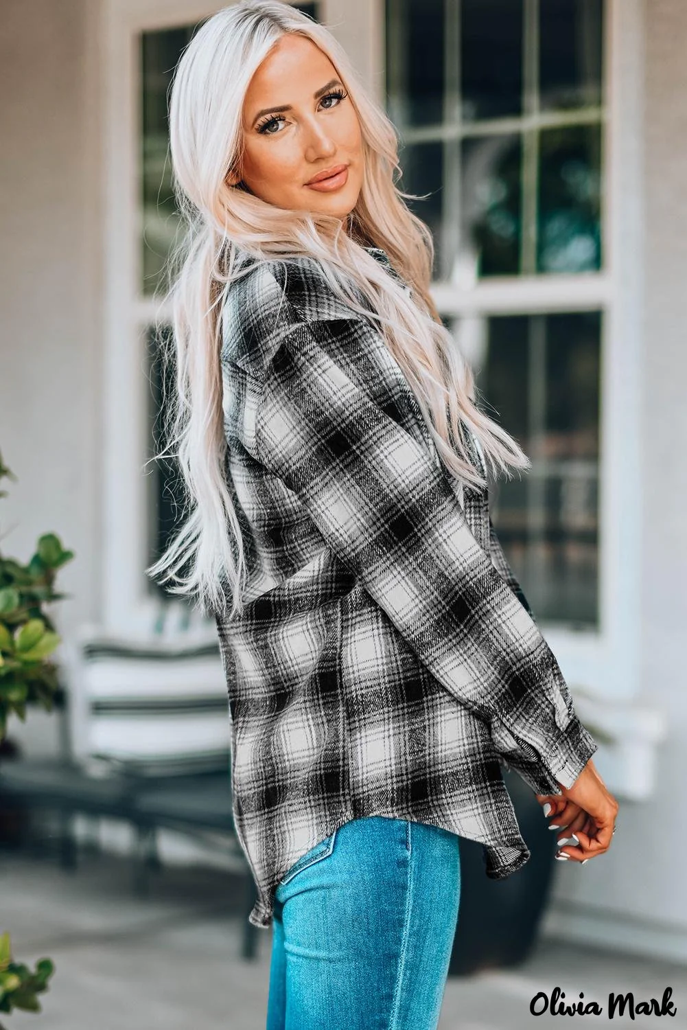 Deanwangkt - Black checked jacket with pockets and buttons - Deanwangkt