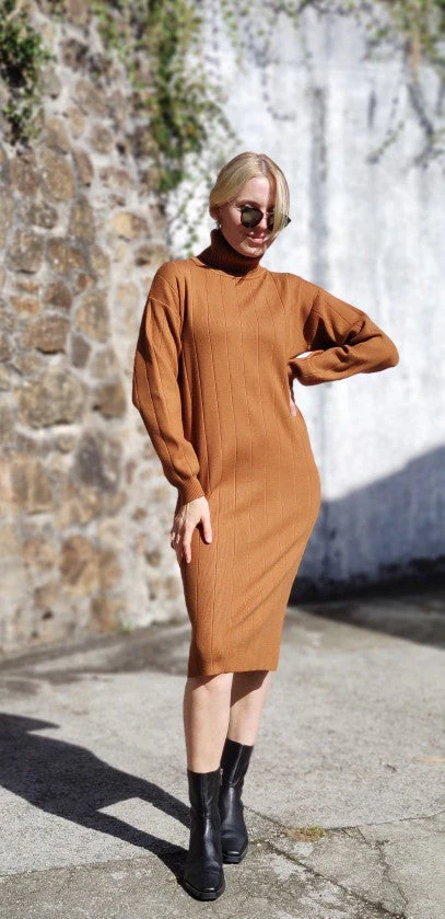 Christmas Gift Deanwangkt Autumn Winter long thick Sweater Dress Women turtleneck long Sleeve straight maix Dress female girl warm long dress - Deanwangkt