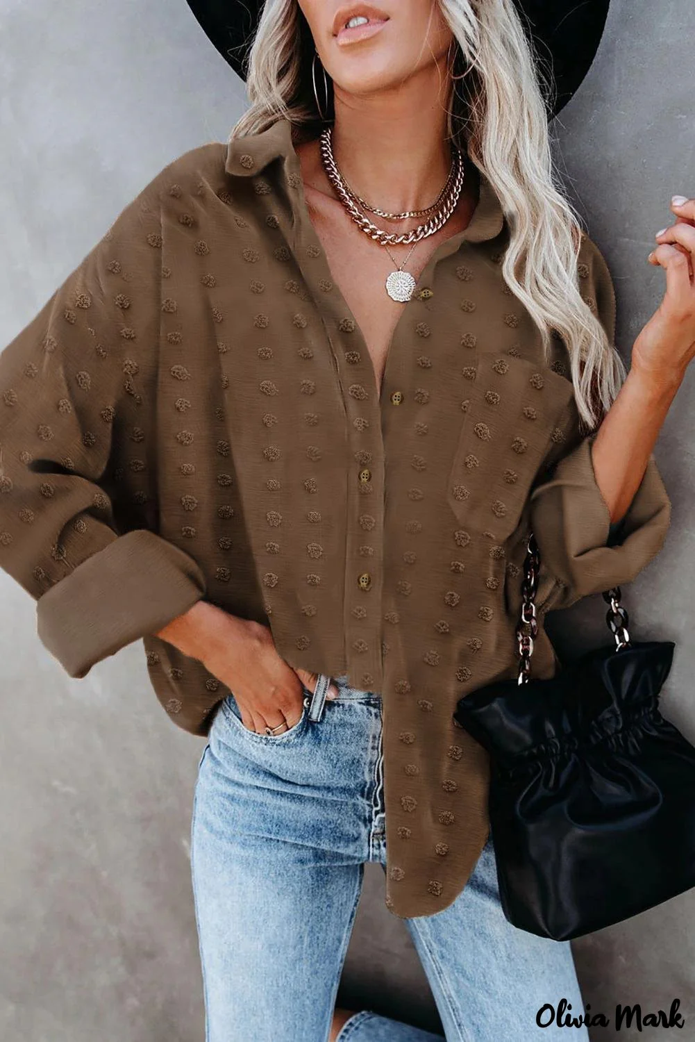 Deanwangkt - Green Polka Dot Long Sleeve Button Pocket Shirt - Deanwangkt