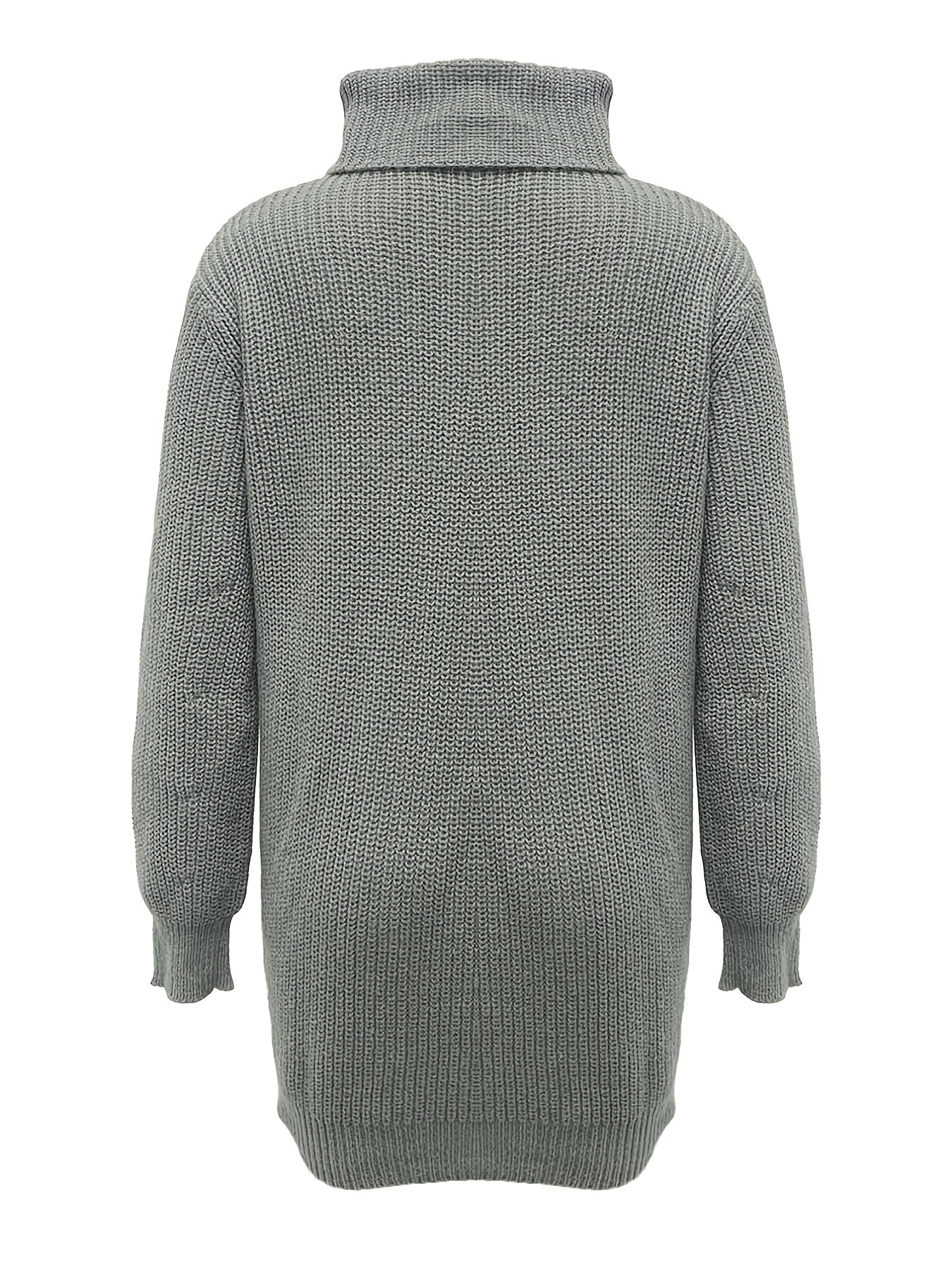 deanwangkt-1 Solid Turtle Neck Baggy Knitted Dress, Casual Long Sleeve Dress For Fall & Winter, Women's Clothing - Deanwangkt