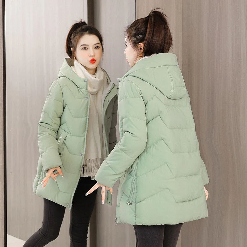 Christmas Gift Deanwangkt New Winter Parkas Women Jacket Long Coat Slim Female Down Cotton Parka Hooded Thick Warm Overcoat Loose Casual Jackets - Deanwangkt
