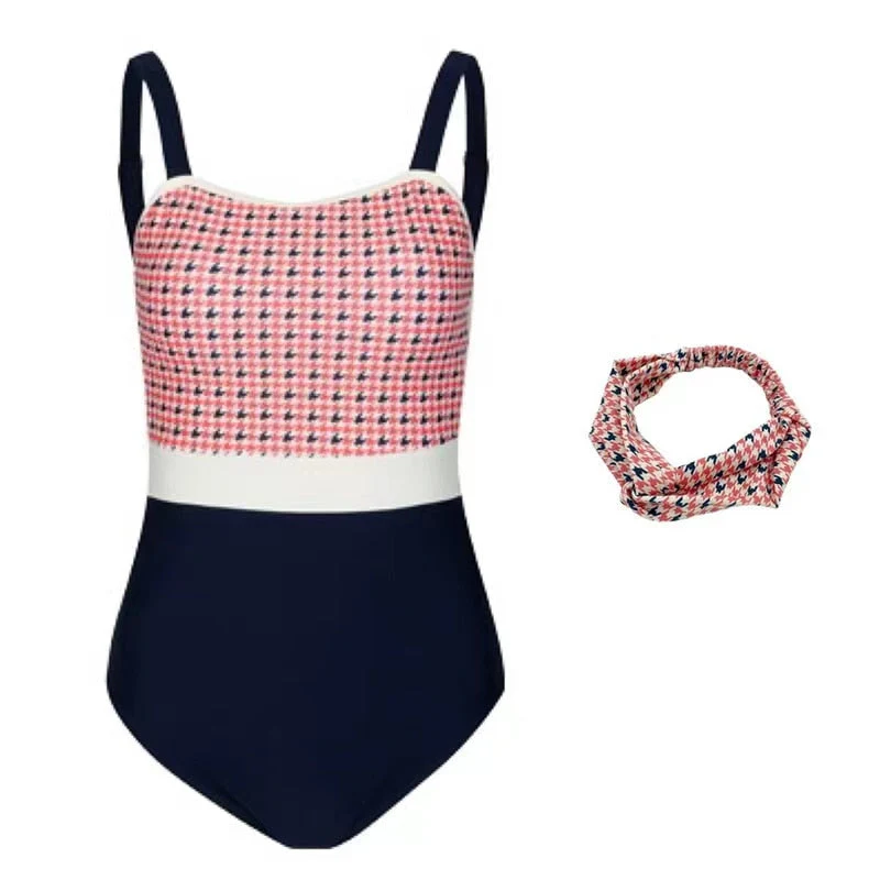 Back To School outfits One Piece Swimsuit Women Plaid Print Swimwear High Waist Monokini Sexy Backless Bathing Suit Female Padded Beachwear - Deanwangkt