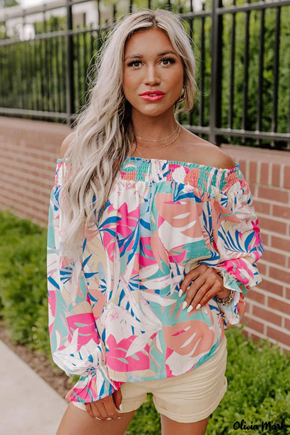 Deanwangkt - Multicolor Floral Print Cold Shoulder Blouse - Deanwangkt