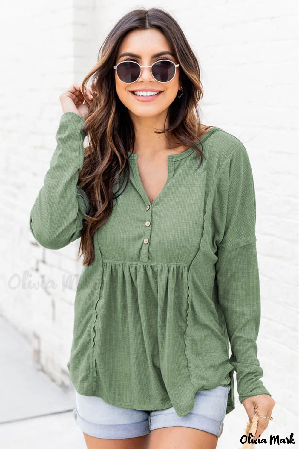 Deanwangkt - Long Sleeve Button Down Blouse - Deanwangkt