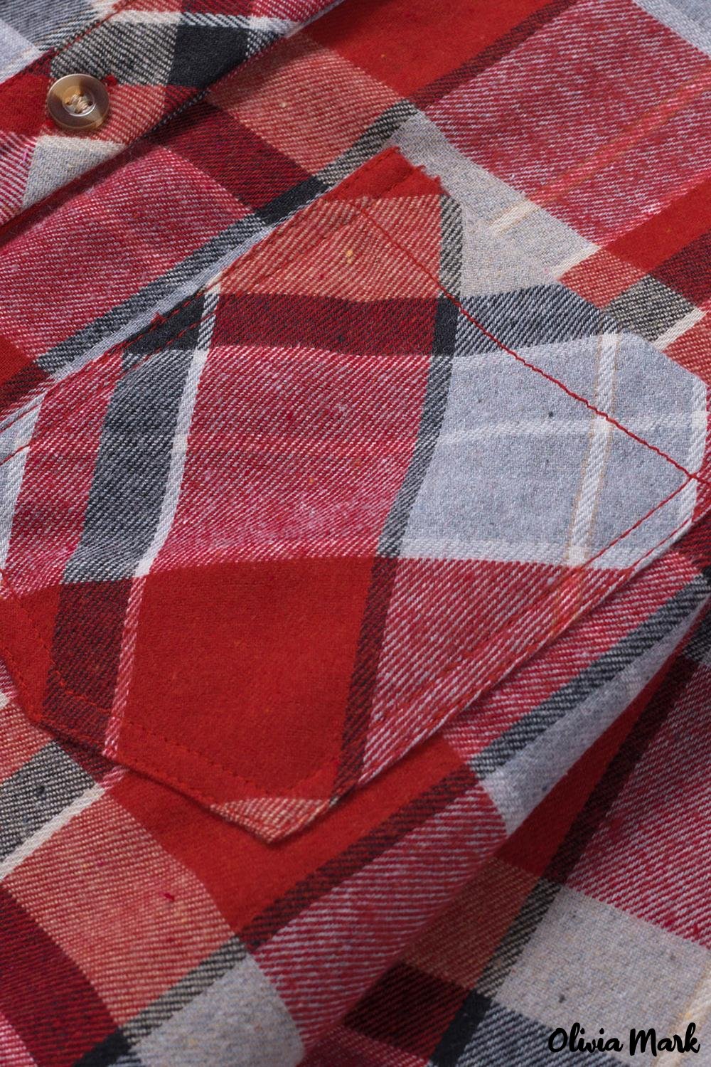 Deanwangkt - Red checkered button down blouse with pocket - Deanwangkt