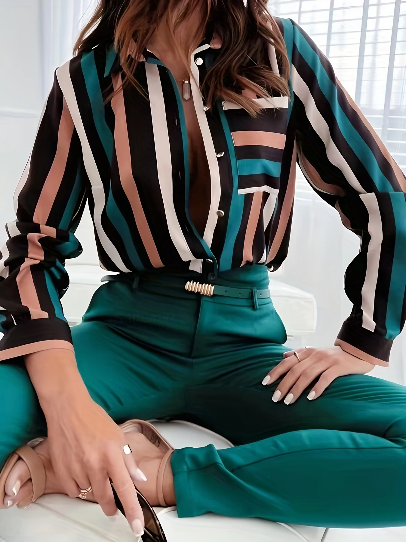 Zebra Print Pocket Button Shirt, Casual Long Sleeve Shirt For Spring & Fall, Women's Clothing - Deanwangkt