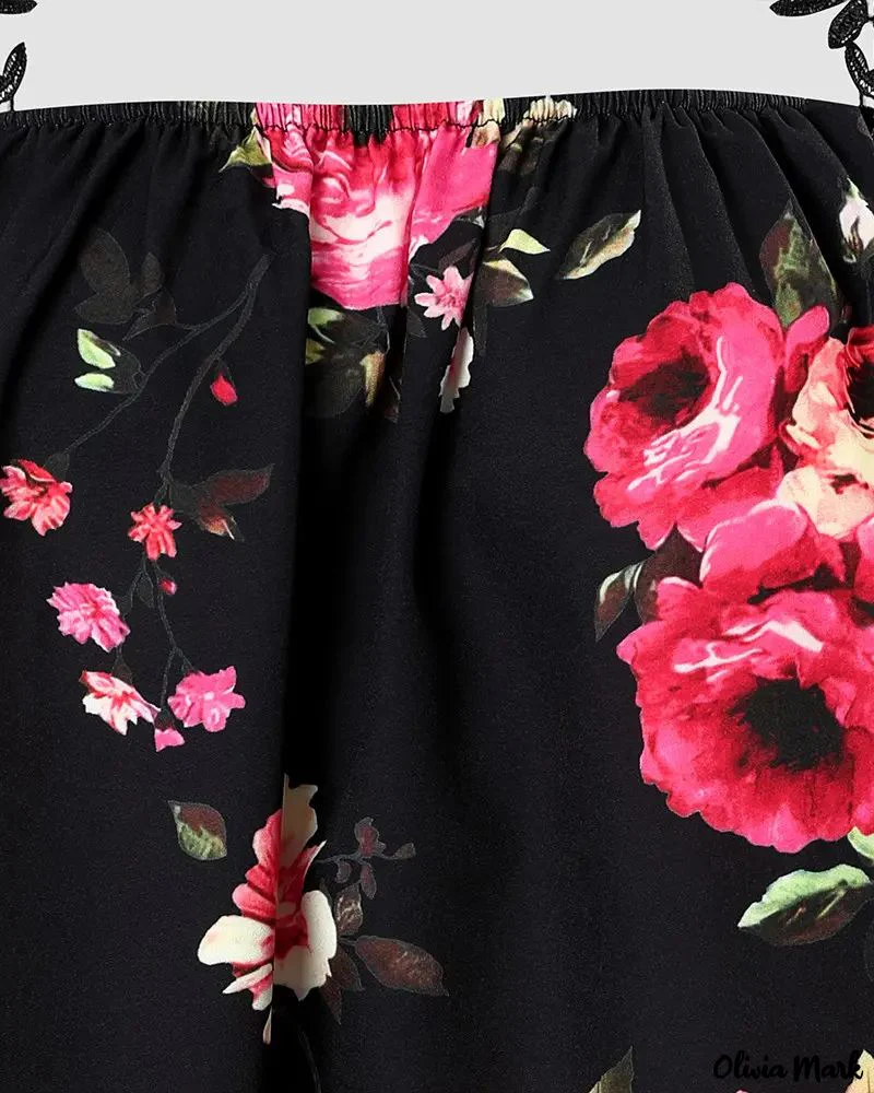 Deanwangkt - Floral Print Lace Patch Off Shoulder Top - Deanwangkt