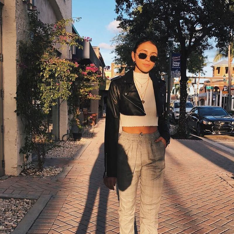 Black PU Leather Crop Jacket Street Wear Punk Style Womens Coats Long Sleeve Turn-Down Zipper Short Jacket Deanwangkt Fashion - Deanwangkt