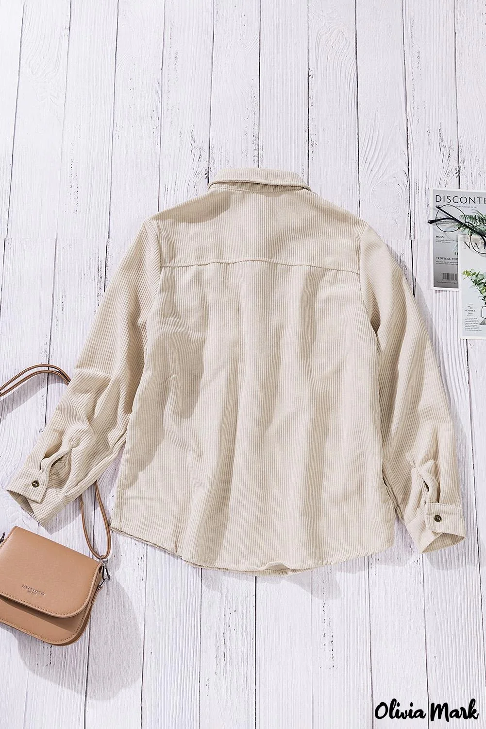 Deanwangkt - Beige corduroy buttoned long sleeve shirt with pockets - Deanwangkt