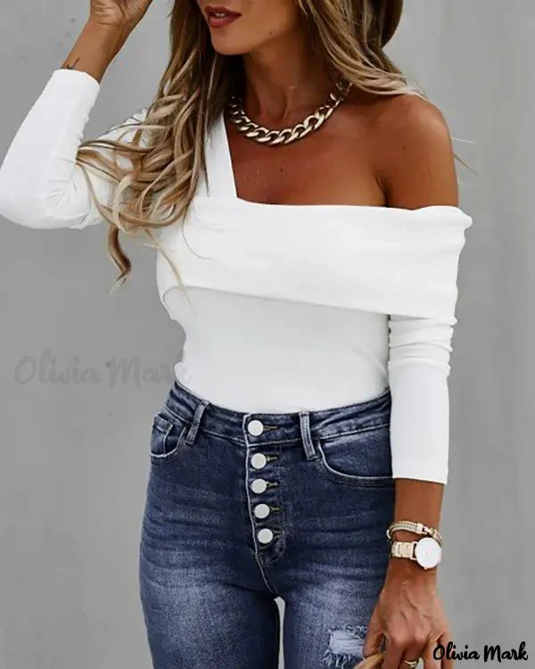 Deanwangkt - Irregular One Shoulder Long Sleeve Top - Deanwangkt