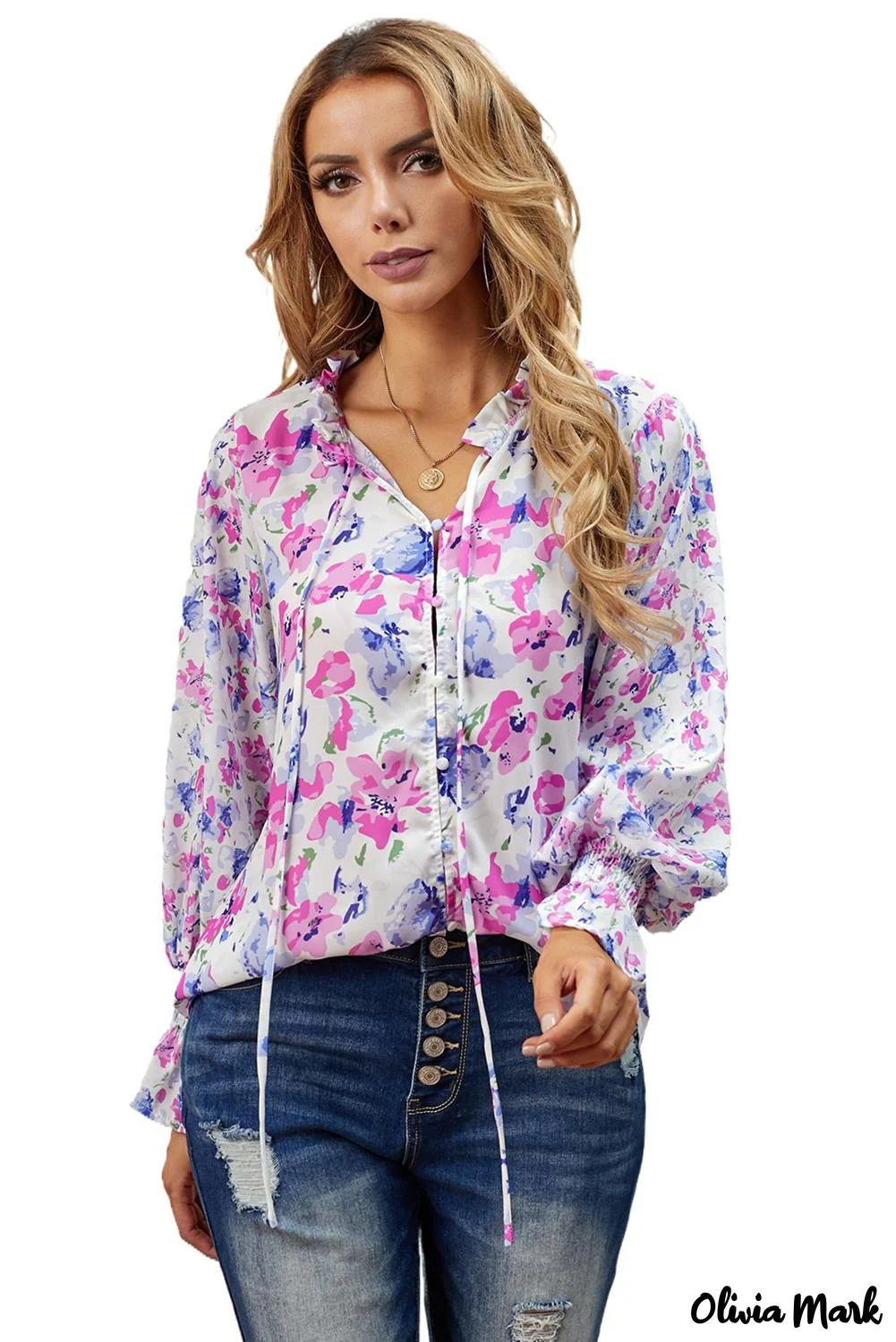 Deanwangkt - Cakewalk Rose Floral Smocked Blouse - Deanwangkt