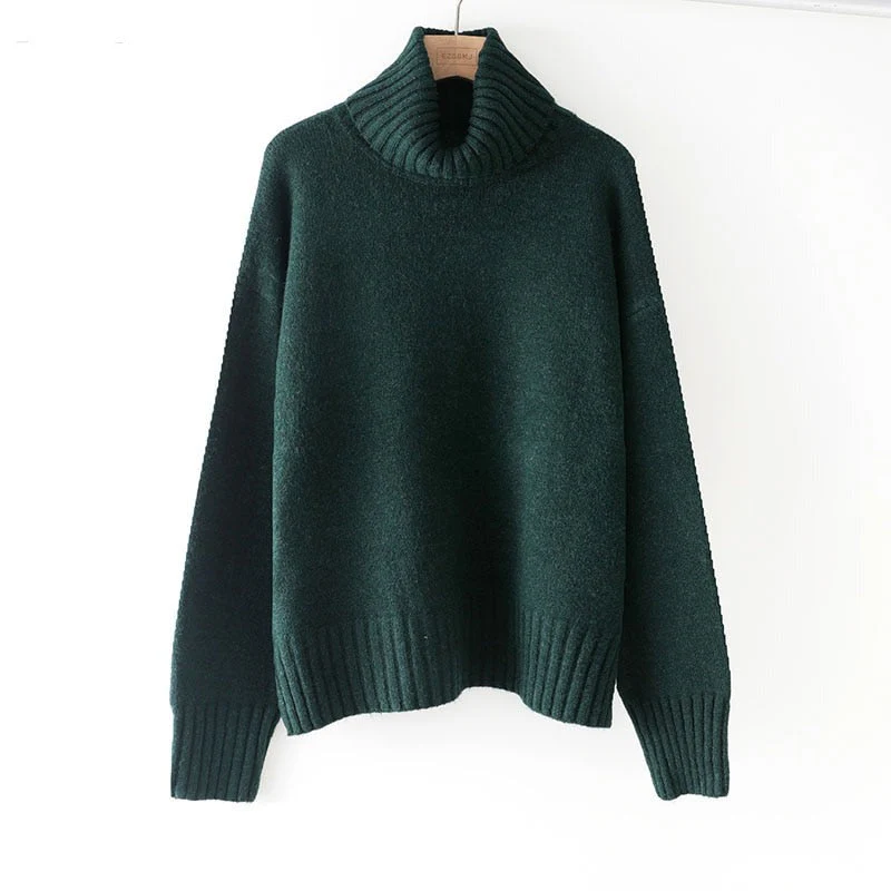 Christmas Gift autumn Winter casual cashmere oversize thick Sweater pullovers Women loose Turtleneck women's sweaters jumper - Deanwangkt