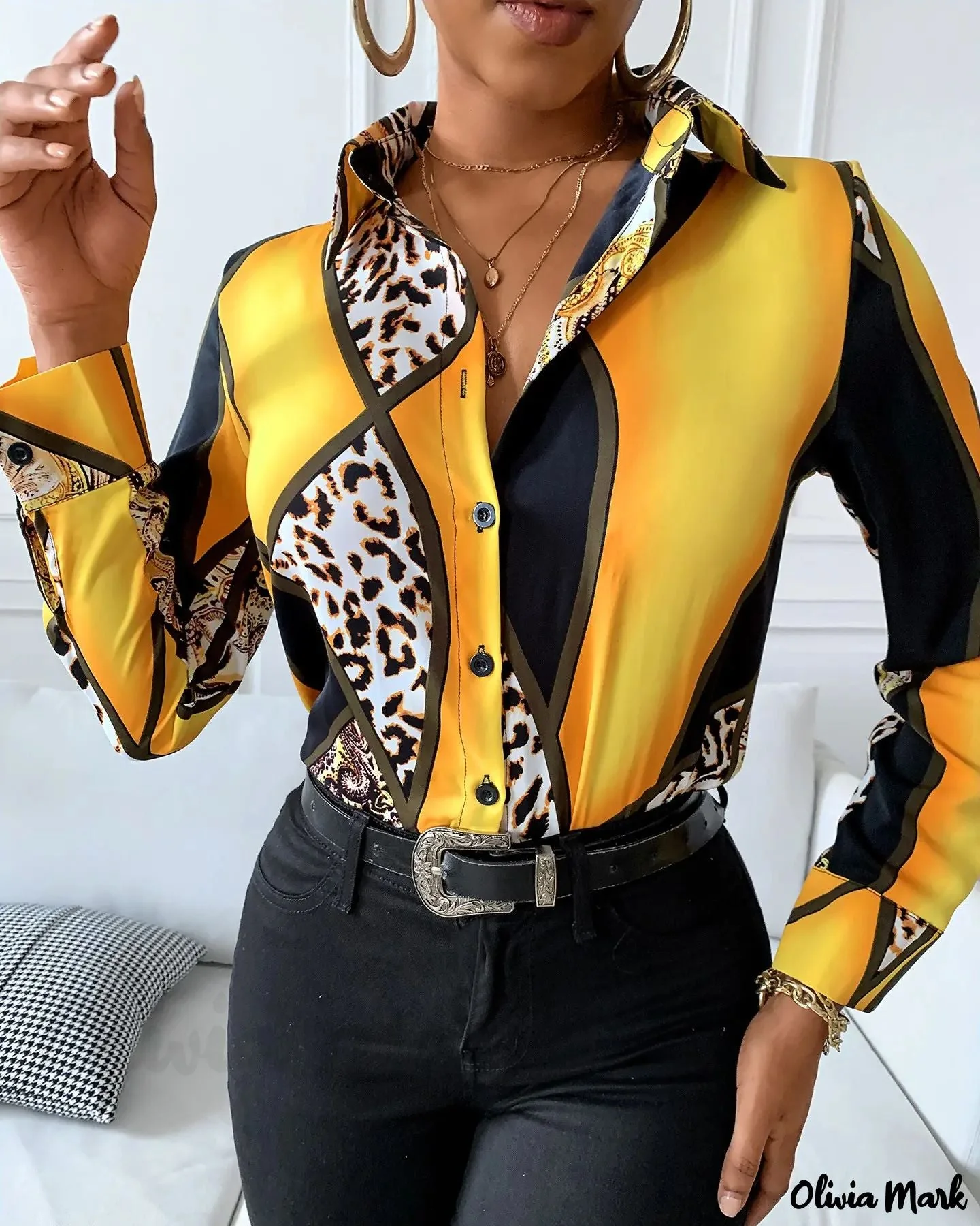 Deanwangkt - Cheetah Print Button Down Long Sleeve Shirt - Deanwangkt