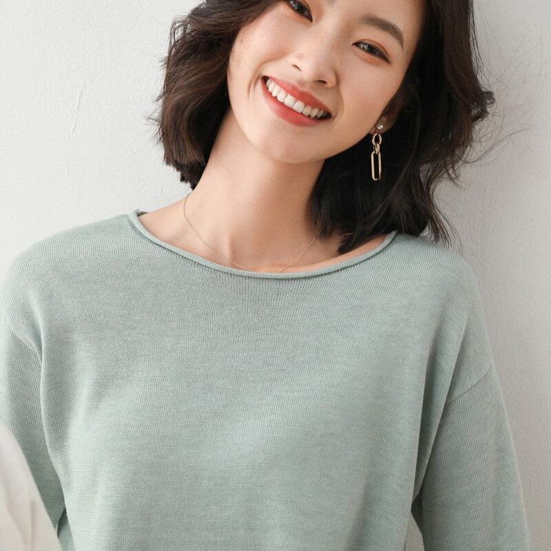 Christmas Gift Deanwangkt Autumn Winter Thin Sweater Women Knitted Sweater Fashion Crew-V-neck  Ladies Winter Sweater Korean College Style - Deanwangkt