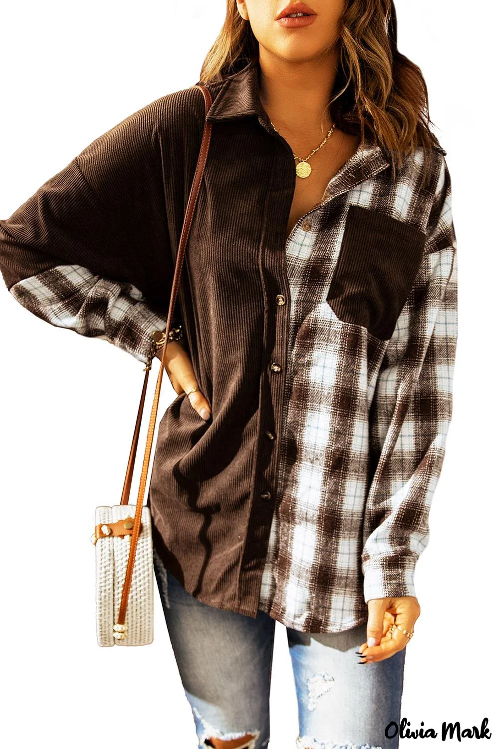 Deanwangkt - Oversized button-up shirt in checked corduroy - Deanwangkt