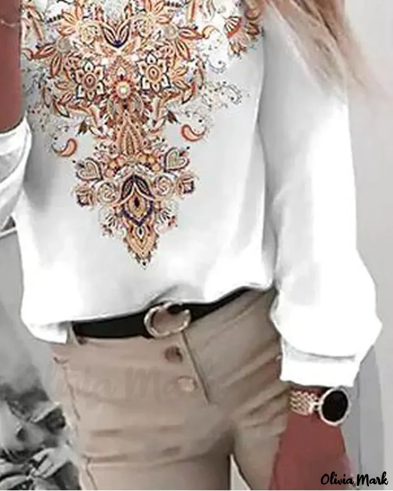 Deanwangkt - Tribal Print Contrast Lace Long Sleeve Top - Deanwangkt