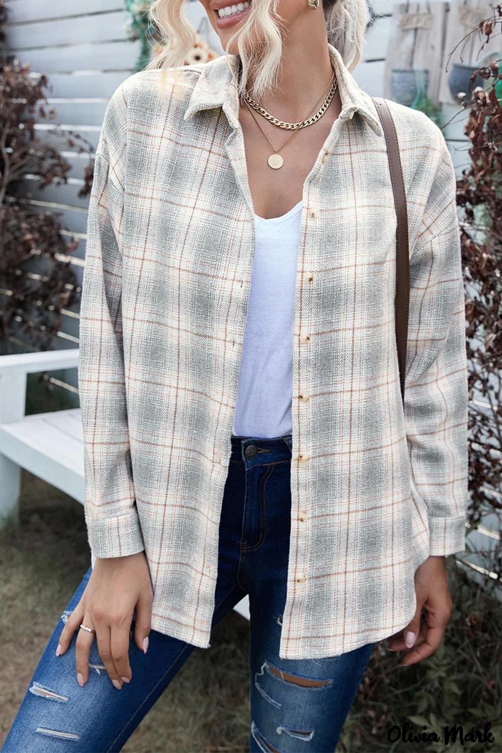 Deanwangkt - Turn-down Collar Button-Up Plaid Shirt - Deanwangkt