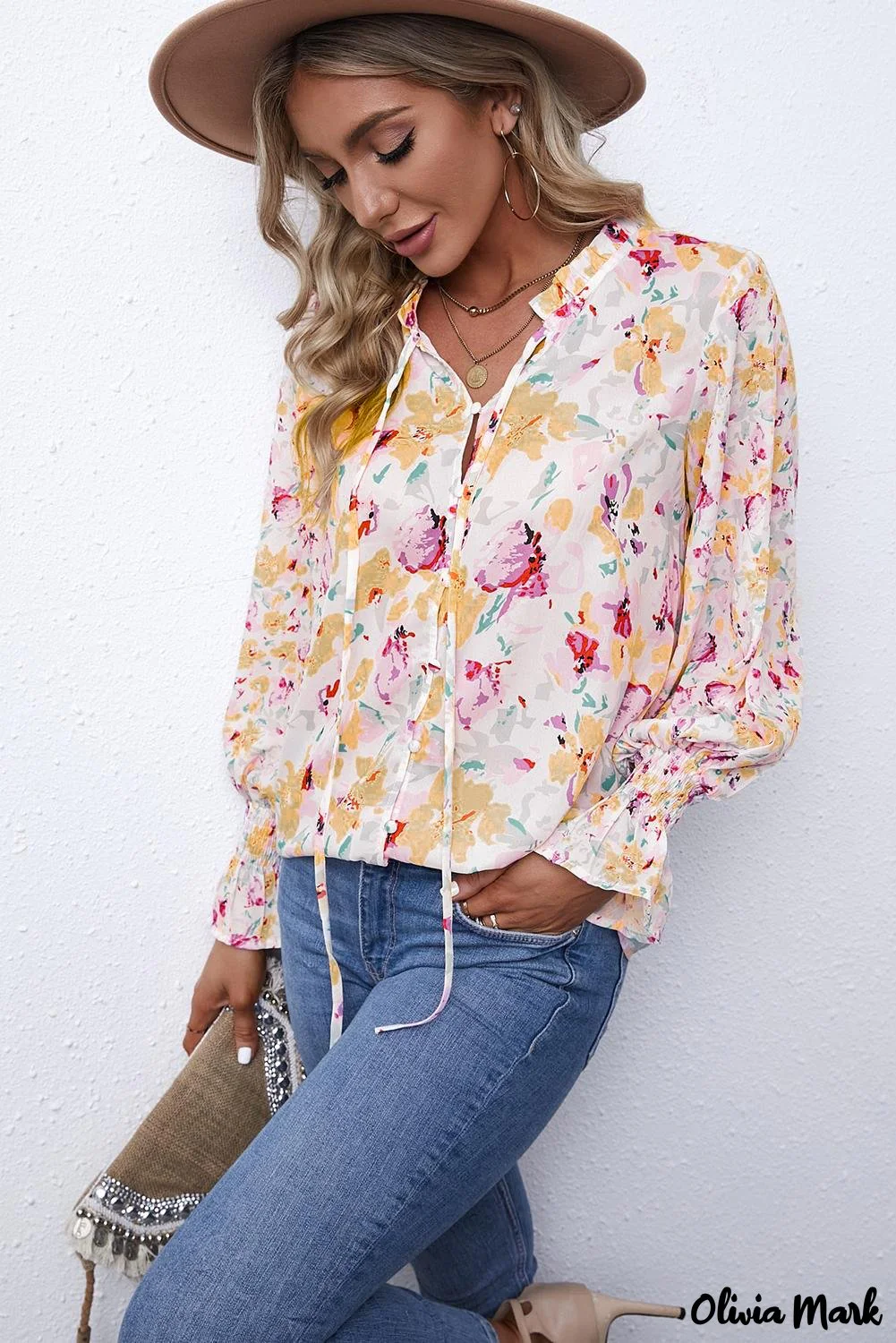 Deanwangkt - Cakewalk Rose Floral Smocked Blouse - Deanwangkt