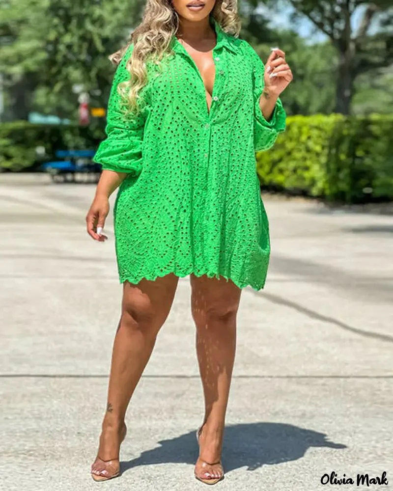 Deanwangkt - Eyelet Embroidered Long Sleeve Button Down Shirt - Deanwangkt