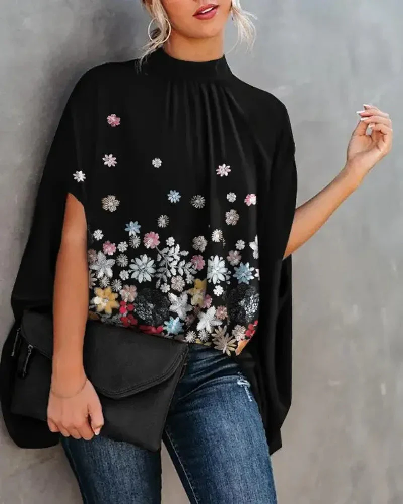 Deanwangkt - Floral print top with dolman sleeves - Deanwangkt