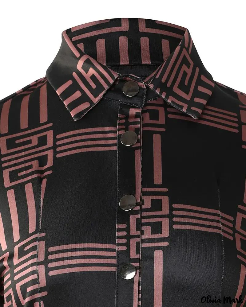 Deanwangkt - Geometric Print Long Sleeve Button Down Shirt - Deanwangkt