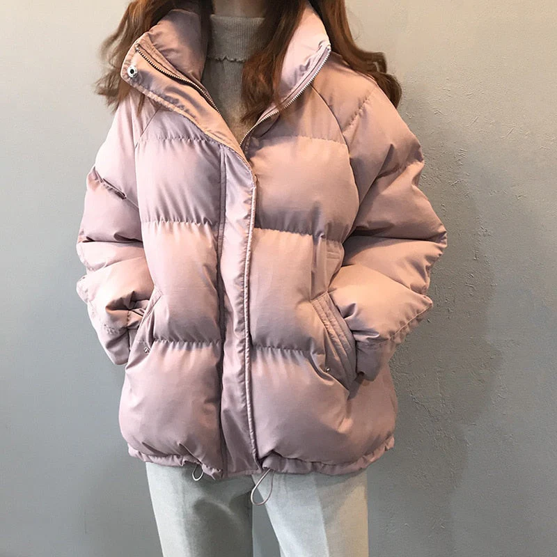 Christmas Gift Deanwangkt New Winter Women's Jacket Coat Korean Style Beige Padded Puffer Parkas Casual Pink Ropa Mujer Invierno Clothes for Women - Deanwangkt
