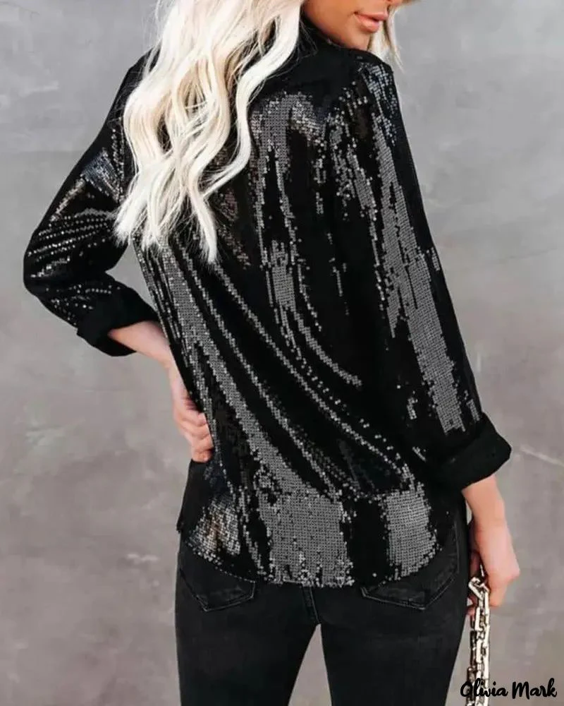 Deanwangkt - Sequin button-up shirt with long sleeves - Deanwangkt