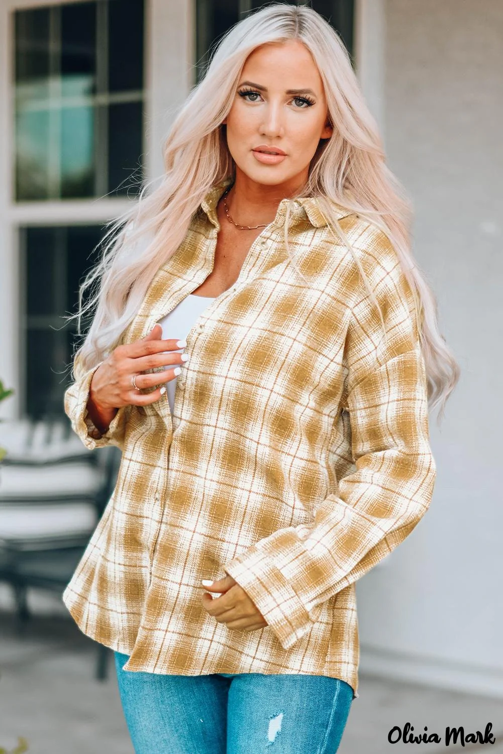 Deanwangkt - Turn-down Collar Button-Up Plaid Shirt - Deanwangkt