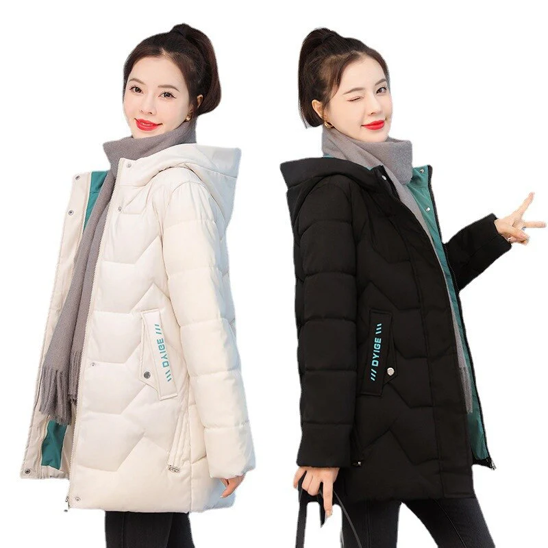 Christmas Gift Deanwangkt New Winter Parkas Women Jacket Long Coat Slim Female Down Cotton Parka Hooded Thick Warm Overcoat Loose Casual Jackets - Deanwangkt