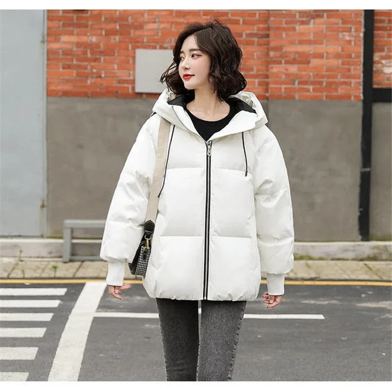 Christmas Gift Deanwangkt New Winter Coat Women Jacket Fashion Cotton Padded Parka Outwear Hooded Loose Oversize Female Clothing Casual Jacket Coat - Deanwangkt