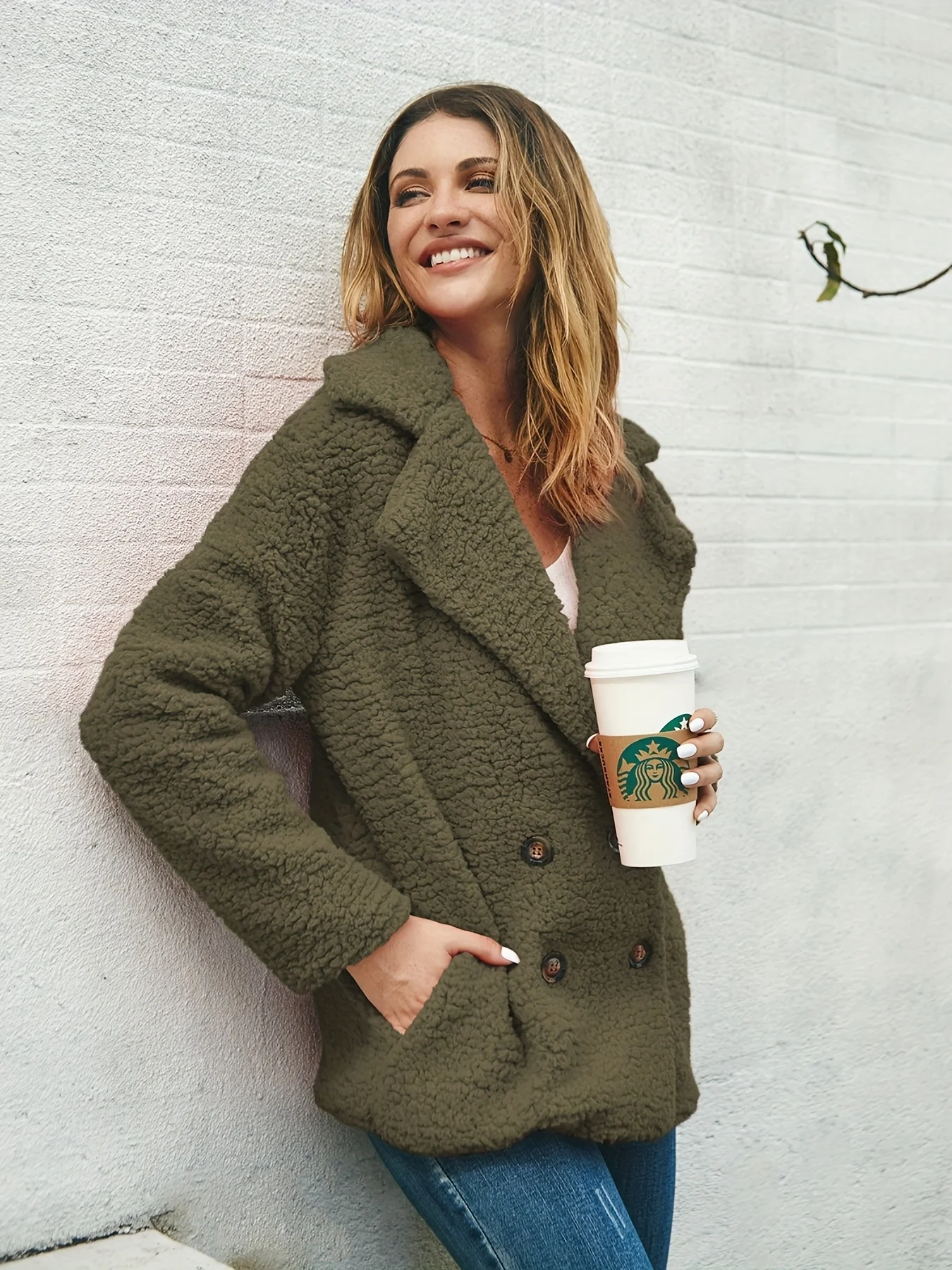 deanwangkt-1  Long Sleeve Lapel Thermal Coat, Button Up Vintage Outerwear For Winter & Fall, Women's Clothing - Deanwangkt