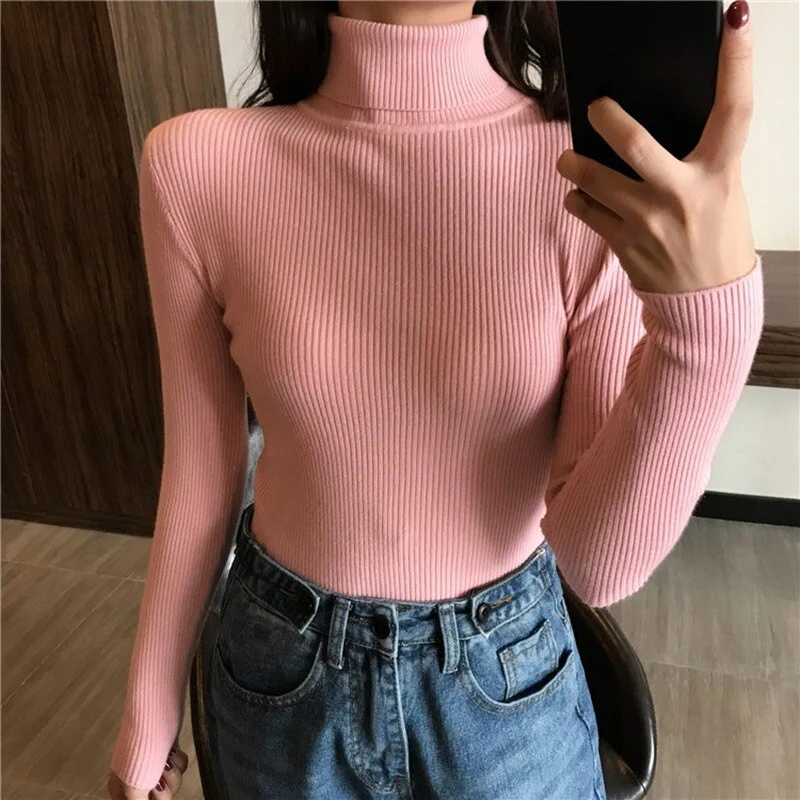 Christmas Gift Deanwangkt Autumn New Slim Long Sleeve Jumper Women Turtleneck Knitted Pullover Winter Sweater Women Soft Warm Sweater Pull Femme 6897 - Deanwangkt