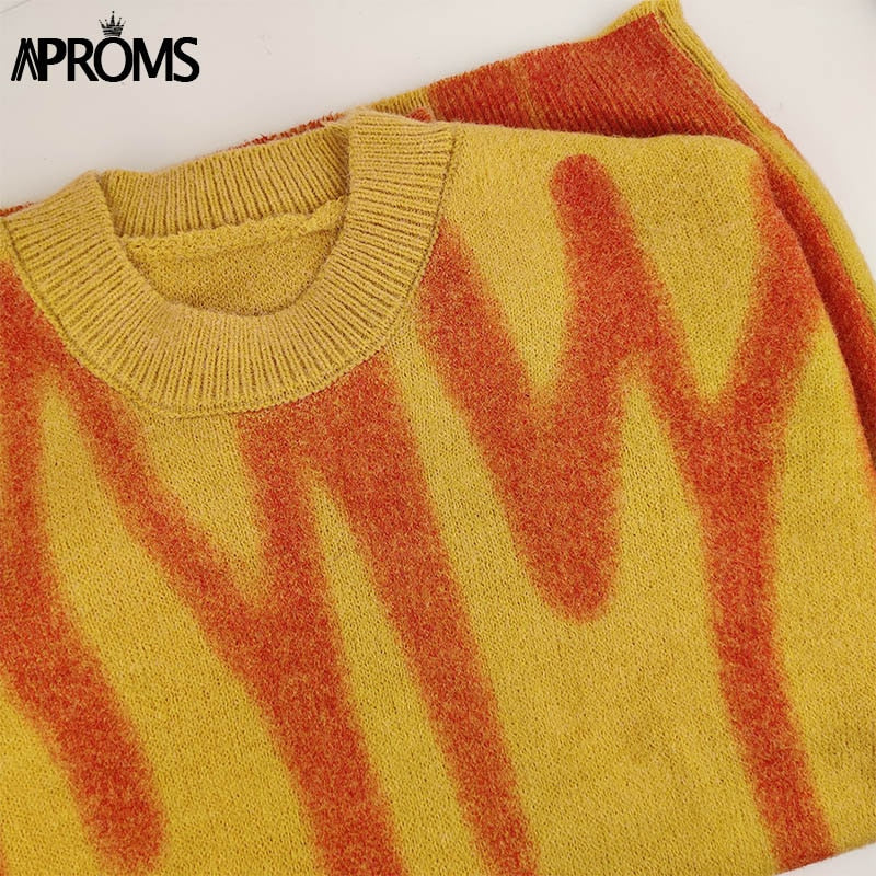 Christmas Gift Aproms Elegant Green Striped Print Oversized Pullovers Women Winter O-Neck Loose Long Sweaters Streetwear Warm Outerwear Deanwangkt - Deanwangkt