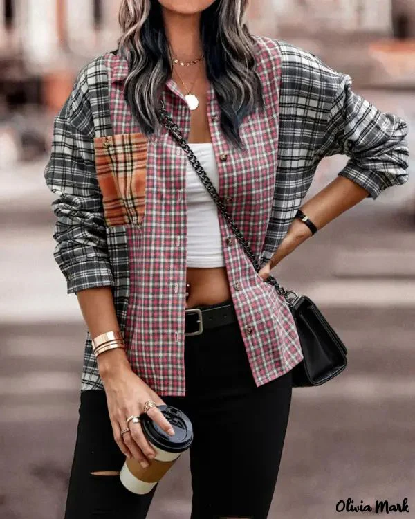 Deanwangkt - Plaid Print Long Sleeve Button-Up Shirt - Deanwangkt