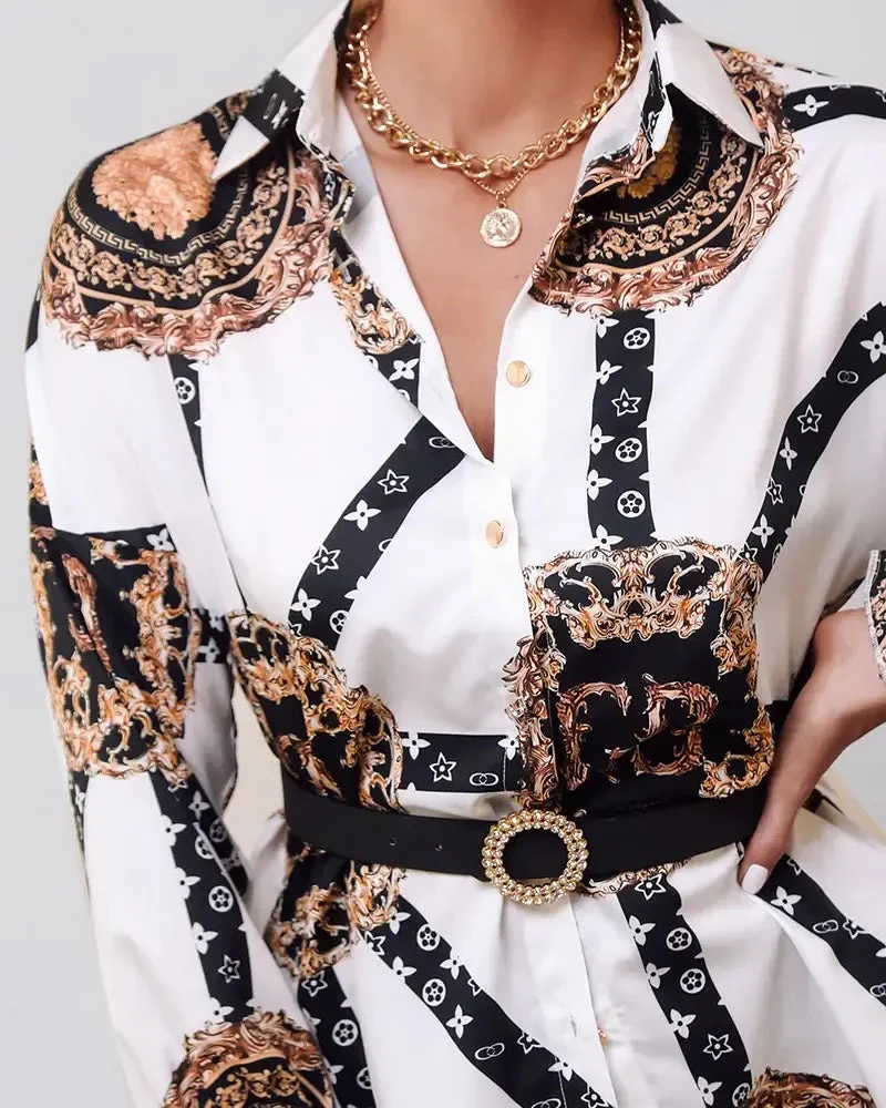 Deanwangkt - Baroque Print Button Down Long Sleeve Shirt - Deanwangkt