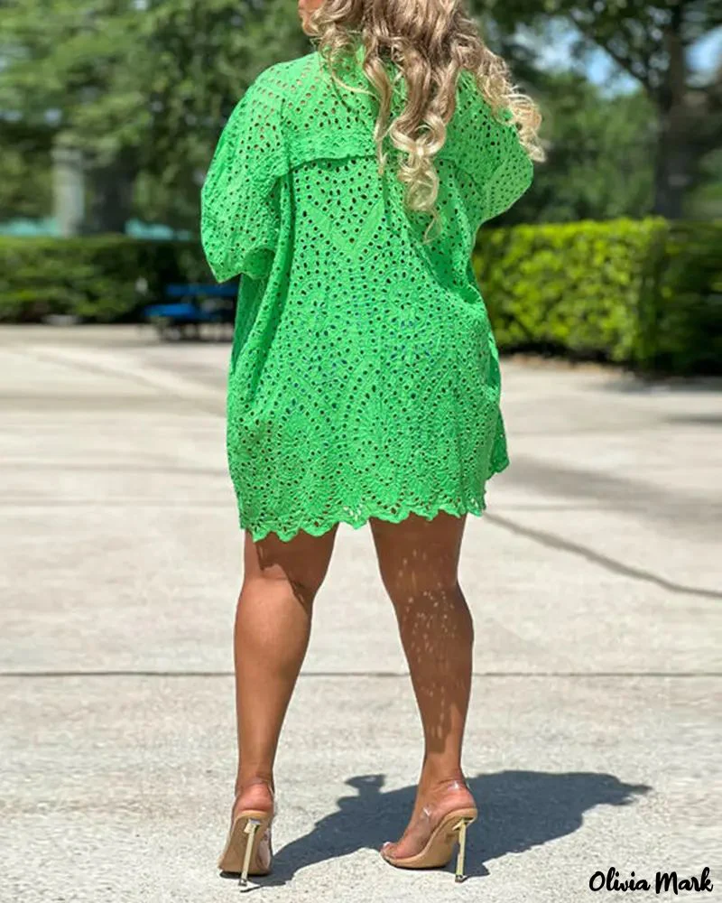 Deanwangkt - Eyelet Embroidered Long Sleeve Button Down Shirt - Deanwangkt