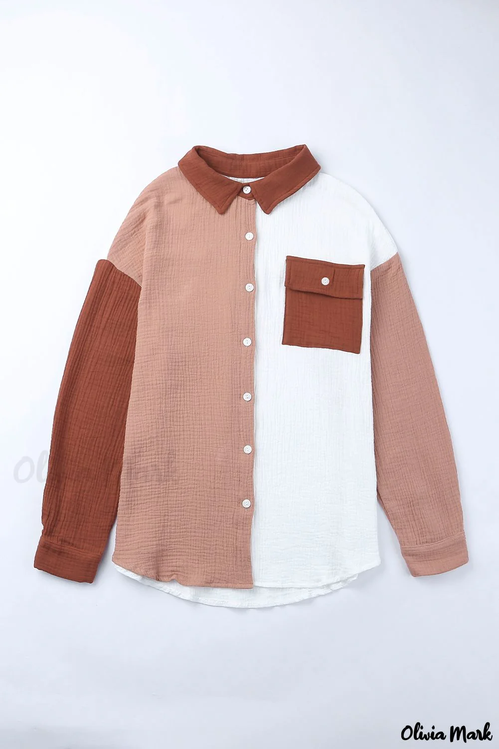 Deanwangkt - Brown textured long sleeve shirt with pocket - Deanwangkt