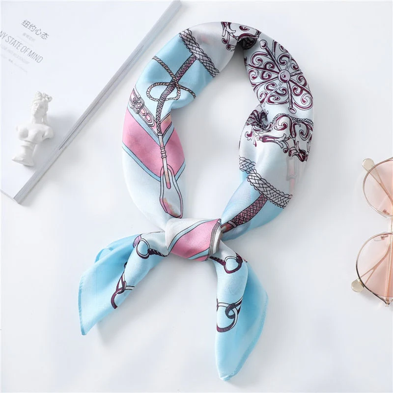Christmas Gift Deanwangkt New Brand Silk Scarf Women 70x70cm Square Neck Scarves Small Foulard Bandana Luxury Designer Shawls High Quality for Lady - Deanwangkt