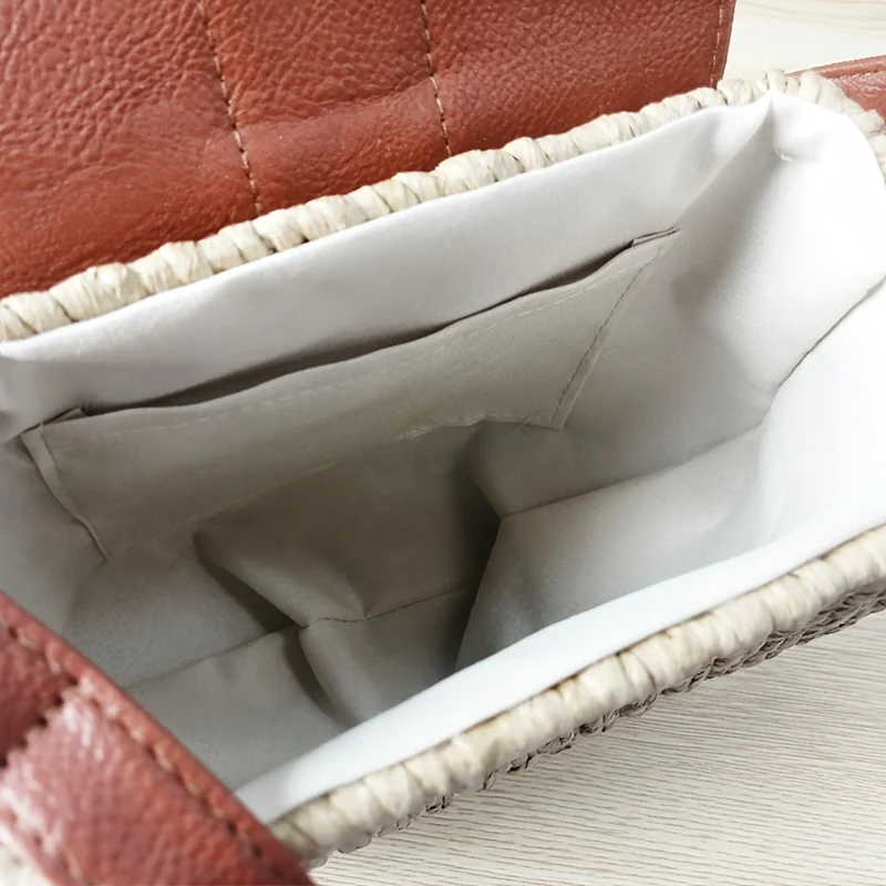 Mini Straw Woven Crossbody Bag, Vintage Summer Beach Shoulder Bag, Women's Retro Handbag & Purse For Travel Vacation - Deanwangkt