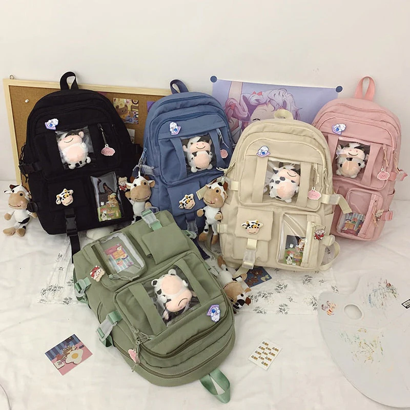 Back to school backpack Waterproof Nylon Female Schoolbag College Lady Laptop Backpacks Kawaii Girl Travel Book Bags Cute Large Capacity - Deanwangkt