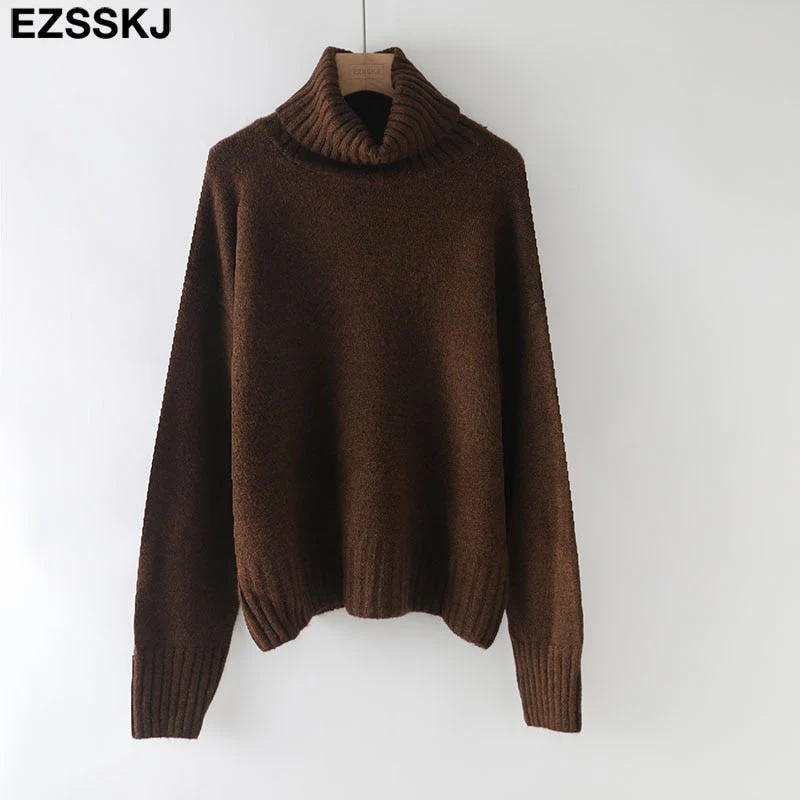 Christmas Gift autumn Winter casual cashmere oversize thick Sweater pullovers Women Deanwangkt loose Turtleneck women's sweaters jumper - Deanwangkt