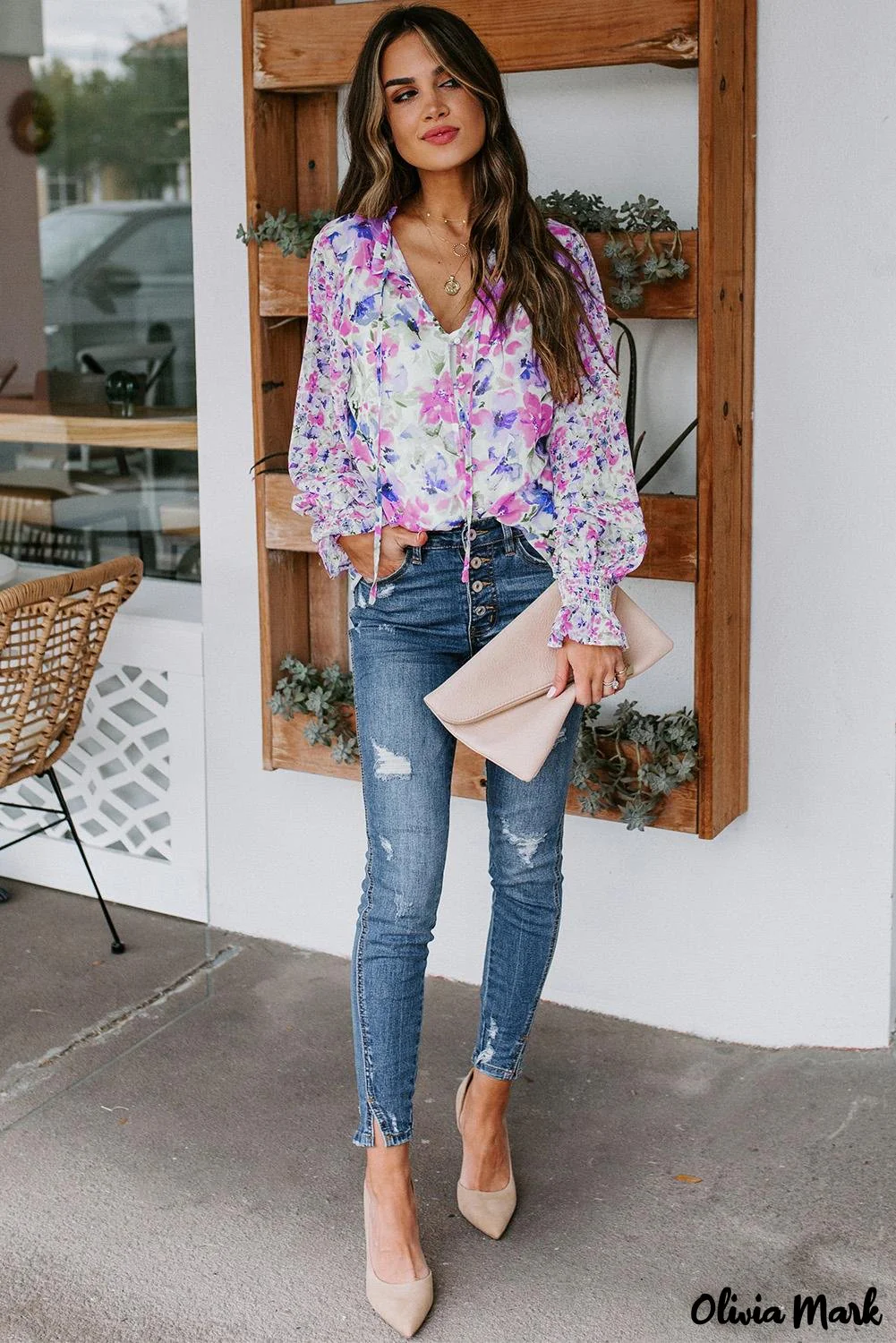 Deanwangkt - Cakewalk Rose Floral Smocked Blouse - Deanwangkt