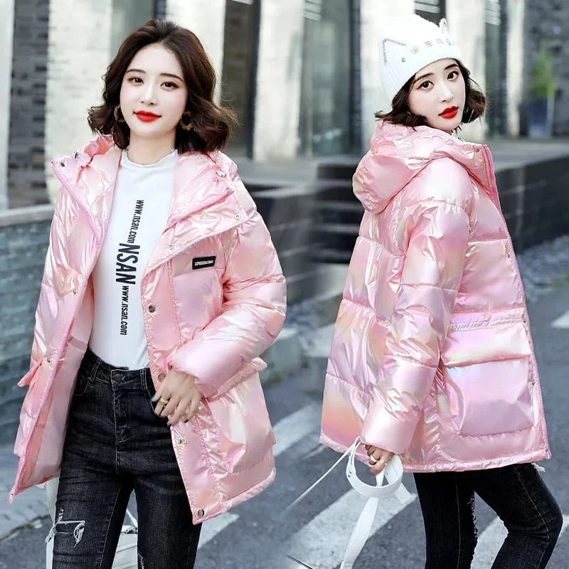 Christmas Gift Deanwangkt New Winter Jacket Women's Parkas Down Cotton Jackets Glossy Female Hooded Cotton Padded Parka Waterproof Coat Plus Size - Deanwangkt