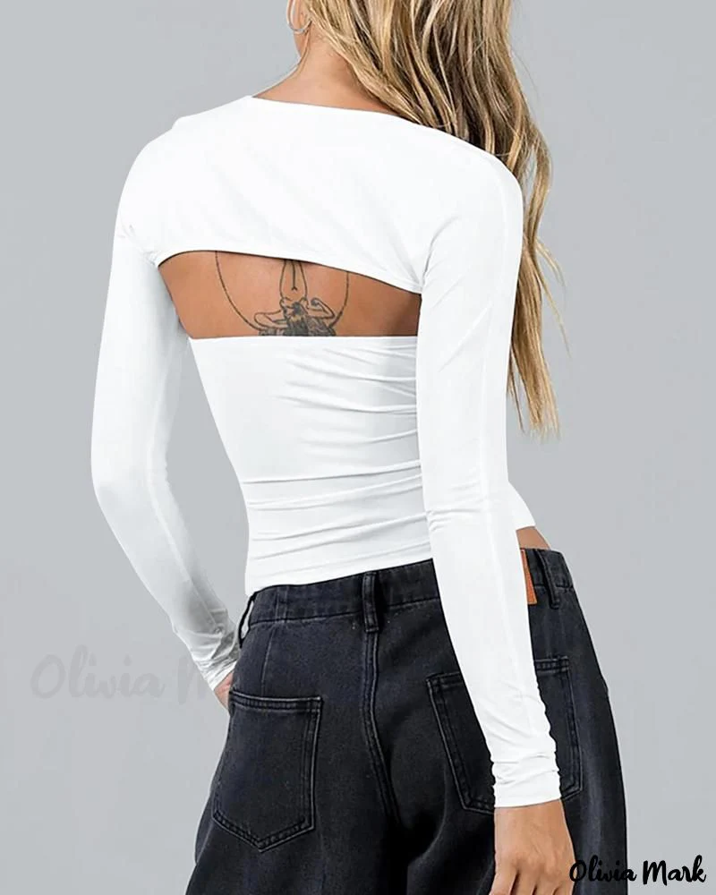 Deanwangkt - Long Sleeve Cutout Bandeau Top - Deanwangkt