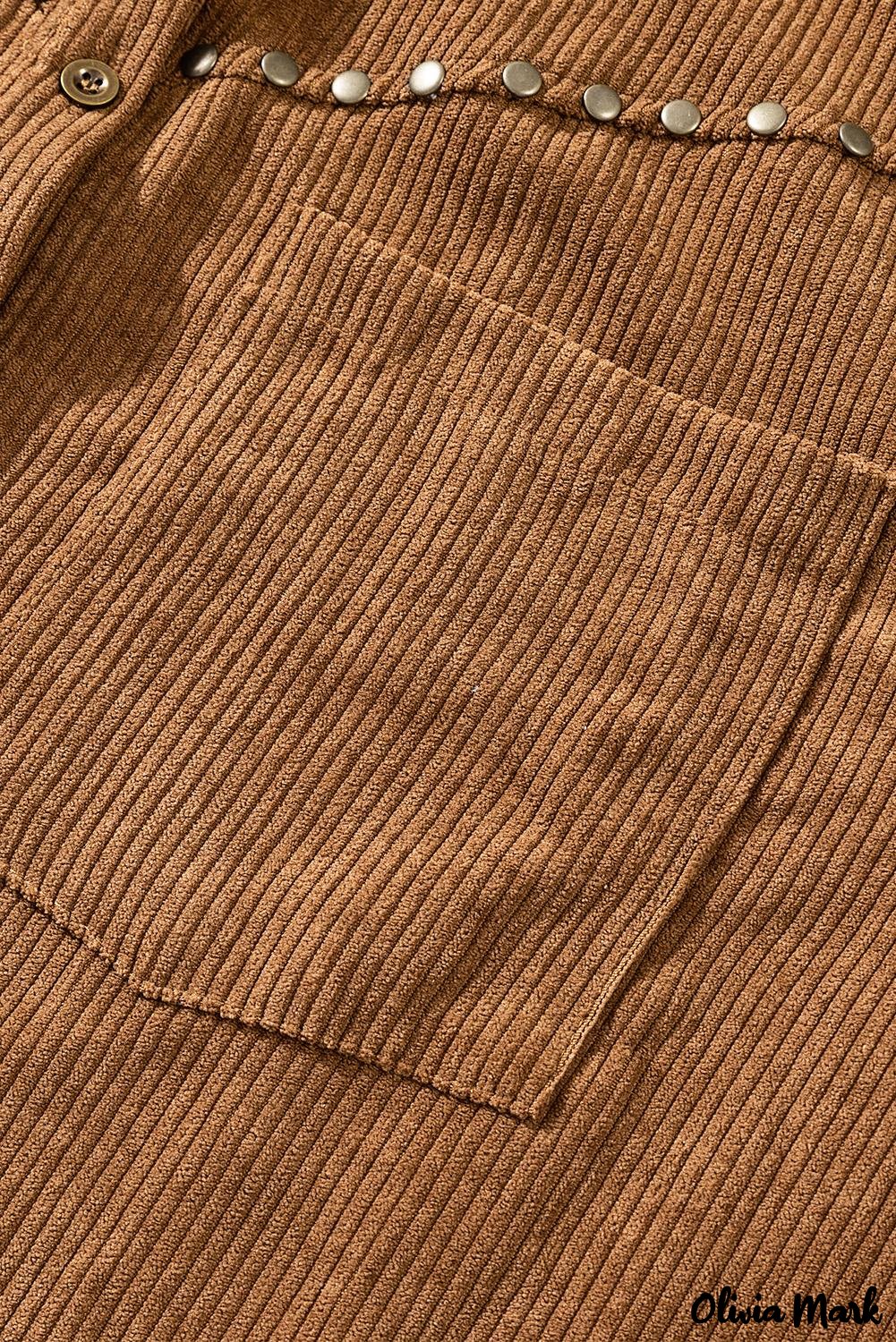 Deanwangkt - Beige corduroy buttoned long sleeve shirt with pockets - Deanwangkt