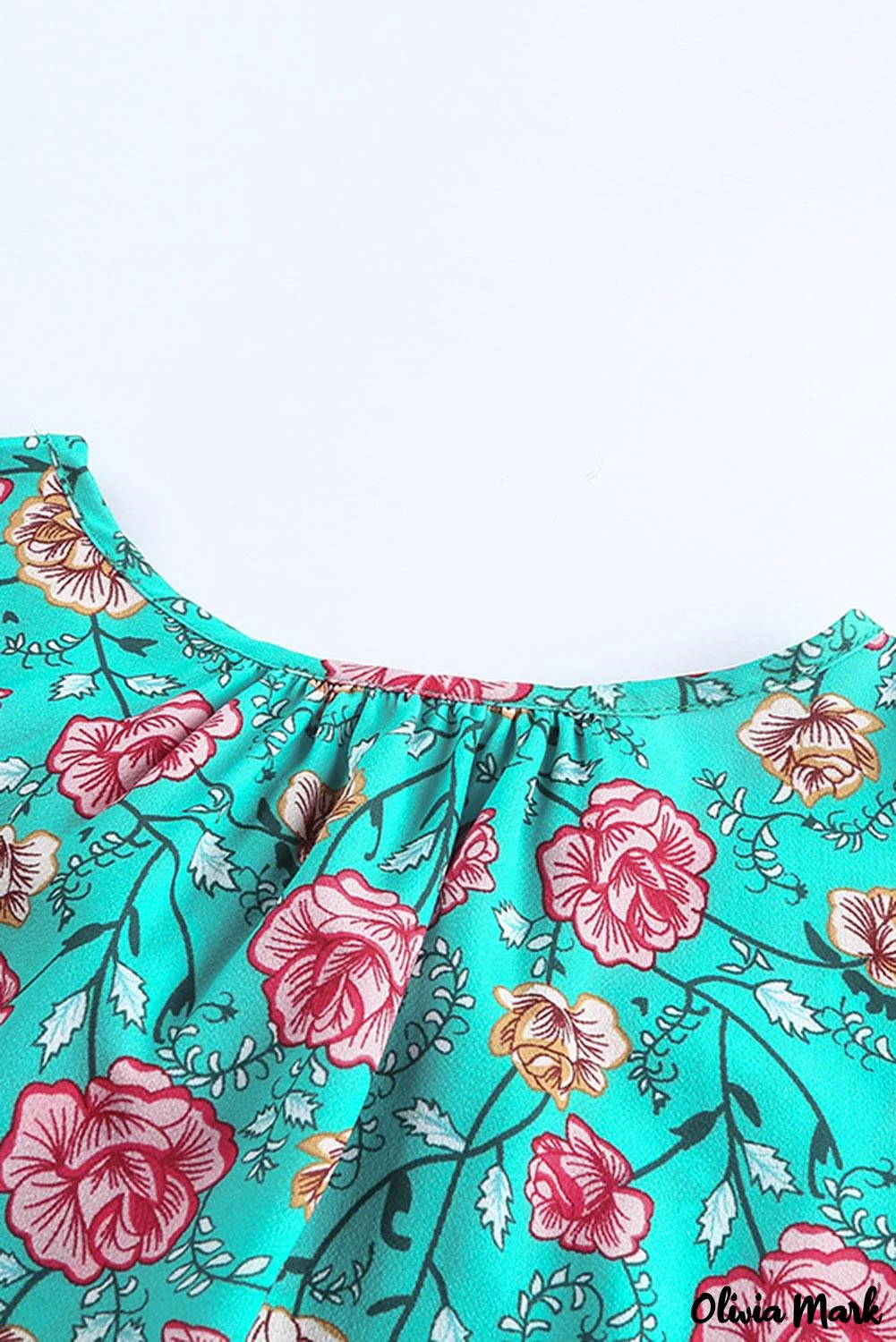 Deanwangkt - Green Floral Lantern Sleeve Blouse - Deanwangkt