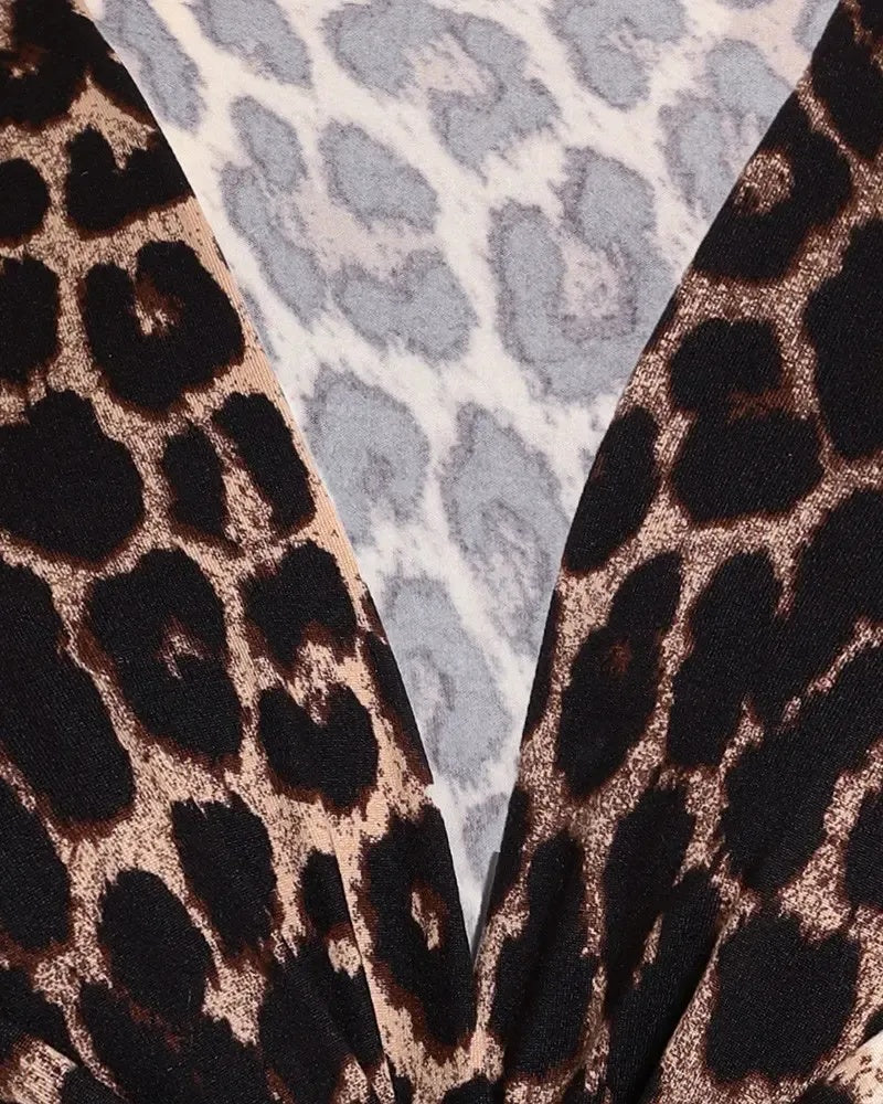 Deanwangkt - Cheetah Print Long Sleeve V-Neck Top - Deanwangkt