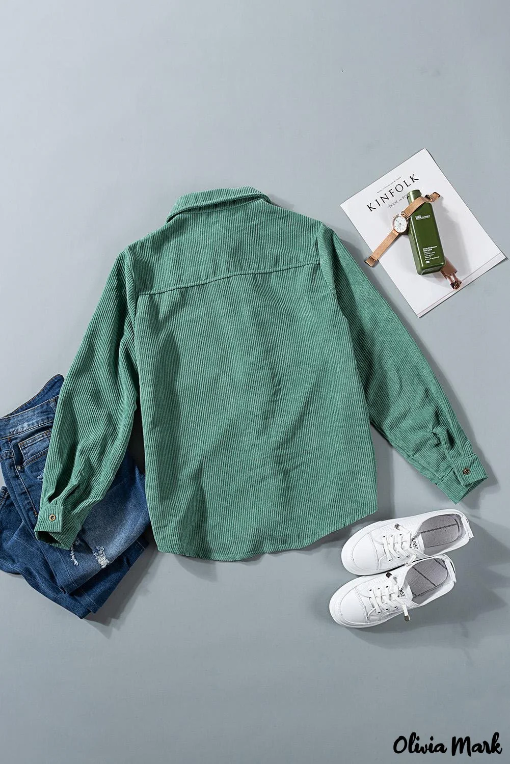 Deanwangkt - Beige corduroy buttoned long sleeve shirt with pockets - Deanwangkt